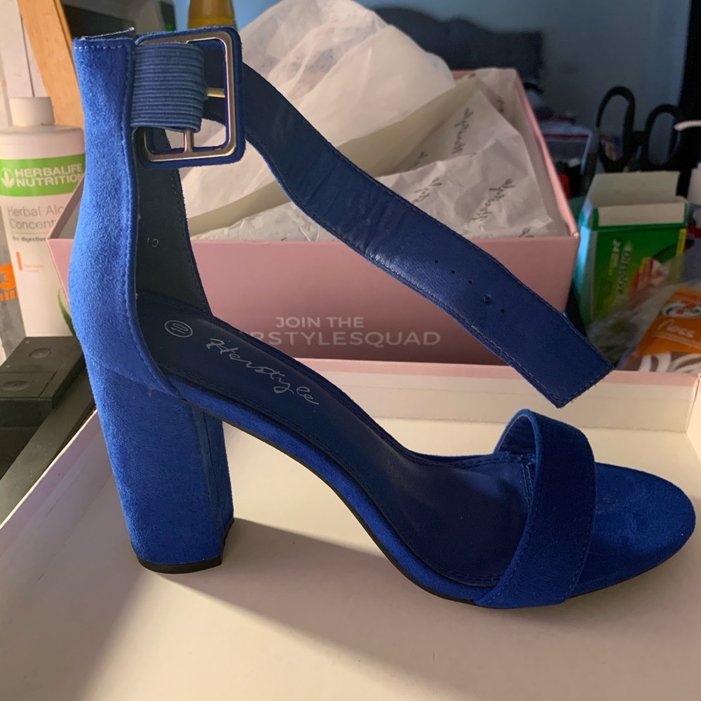 Royal Blue Platform Heels-Size 10